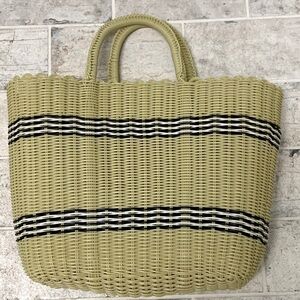 MCM Retro Vintage Medium Woven Plastic Vinyl Tote Market Bag